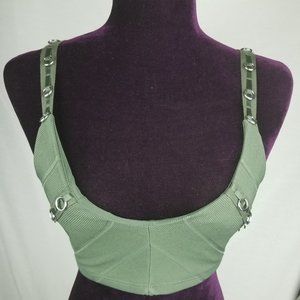 topshop women Olive Green cami crop top size 4 bra